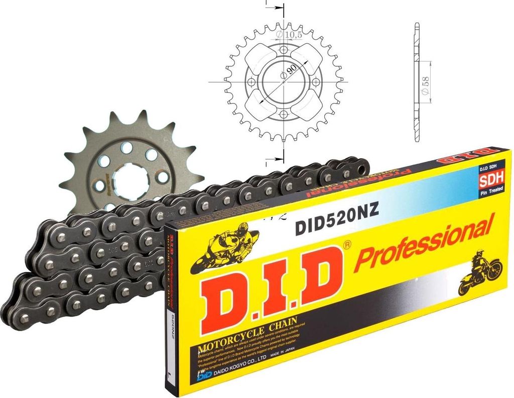 Kit Stahl passend für Honda CMX250/CB250 R Rebel 96-99 14-31-108 DID520NZ Clip