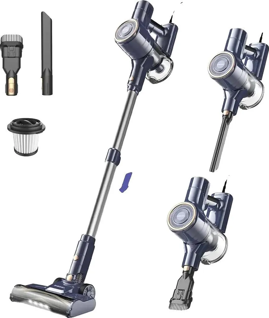 Aspirateur filaire bleu compact à filtration HEPA avec grand câble 6m