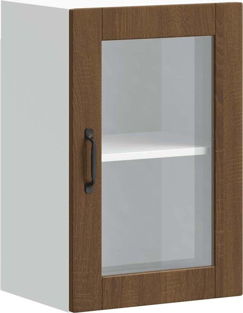 Küchen-Hängeschrank mit Glastür Porto Braun Eichen-Optik