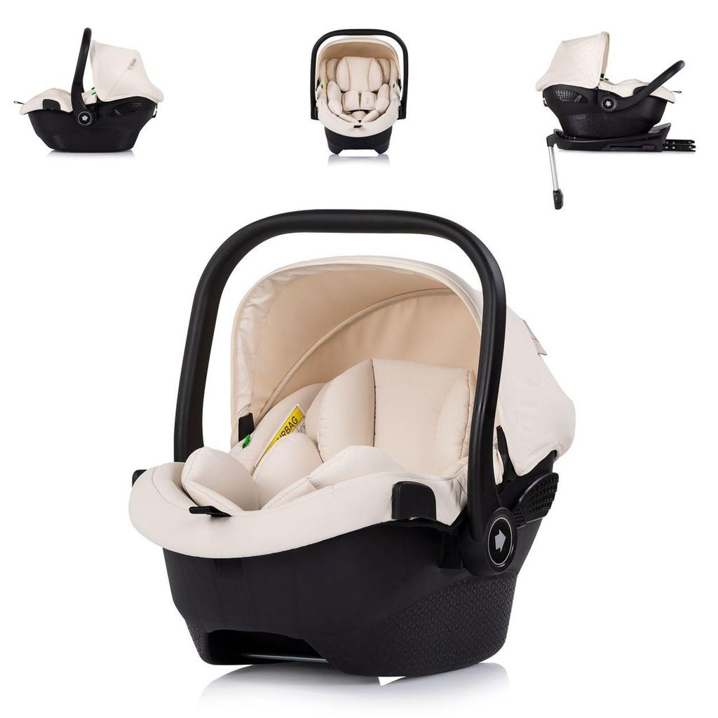 Chipolino Set Babyschale Pearl i-Size (40-85cm) Isofix-Basis-Station Adapter beige