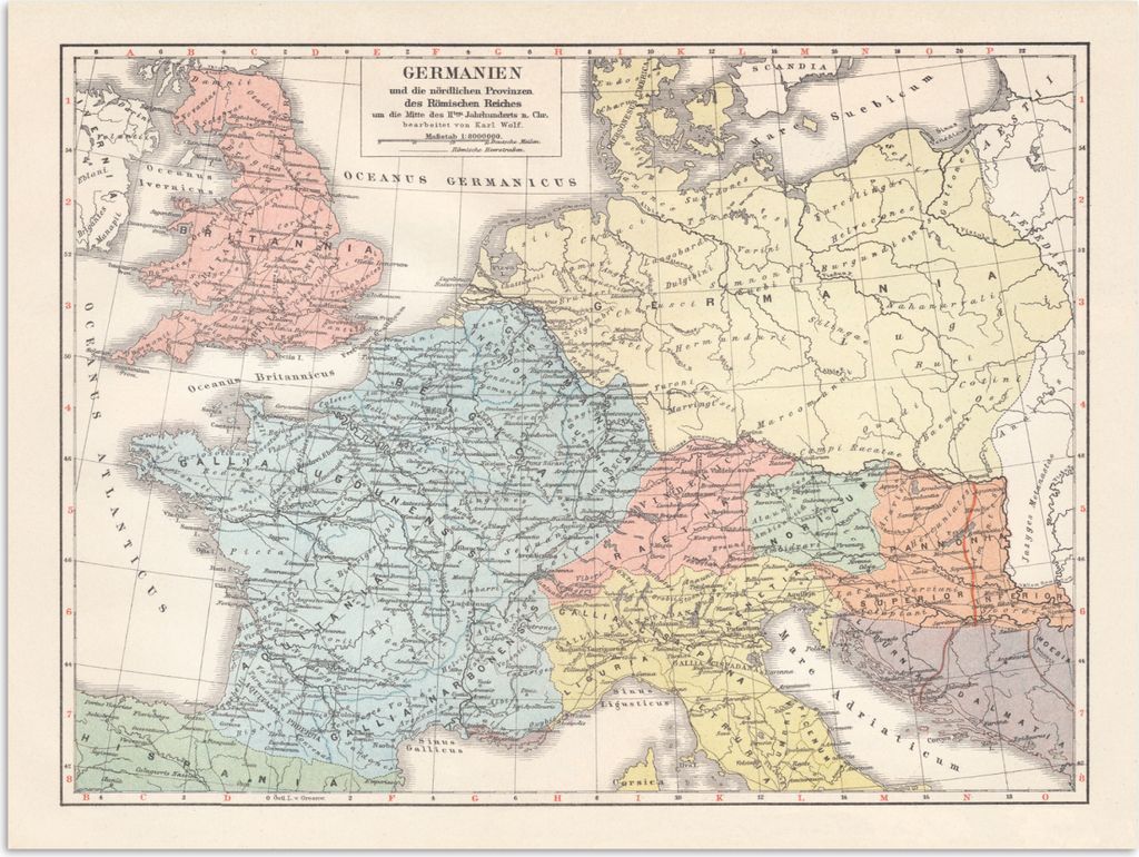 MuchoWow Poster Römisches Reich - Farben - Vintage 160x120 cm - Foto Plakat
