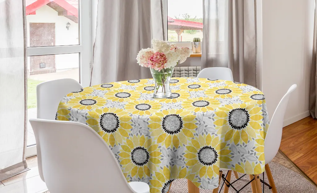 Tovaglia Rotonda Antimacchia 150cm ABAKUHAUS Gialla - Pranzo in Famiglia