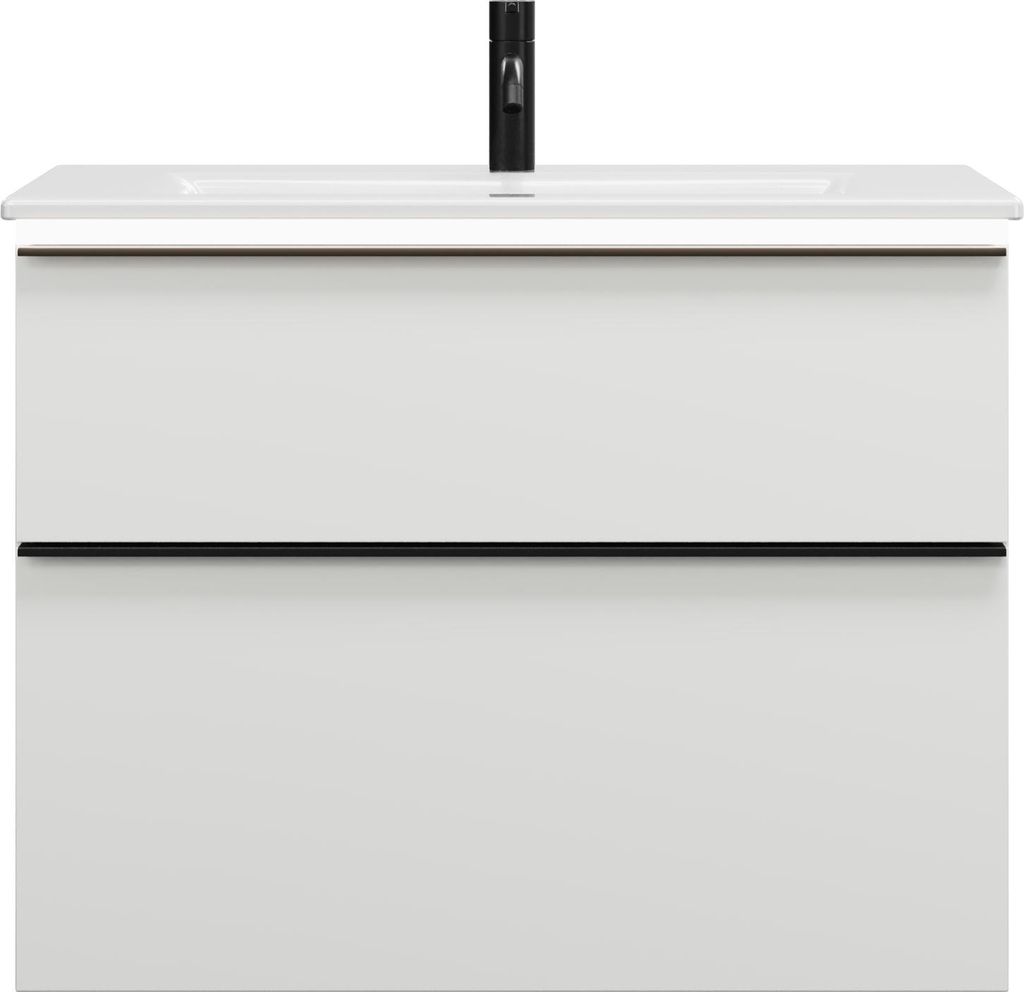 burgbad Eqio Slim Keramik-Waschtisch inklusive Waschtischunterschrank mit LED-Beleuchtung, 820x490x640mm, SHBU082F2009C0001G0252