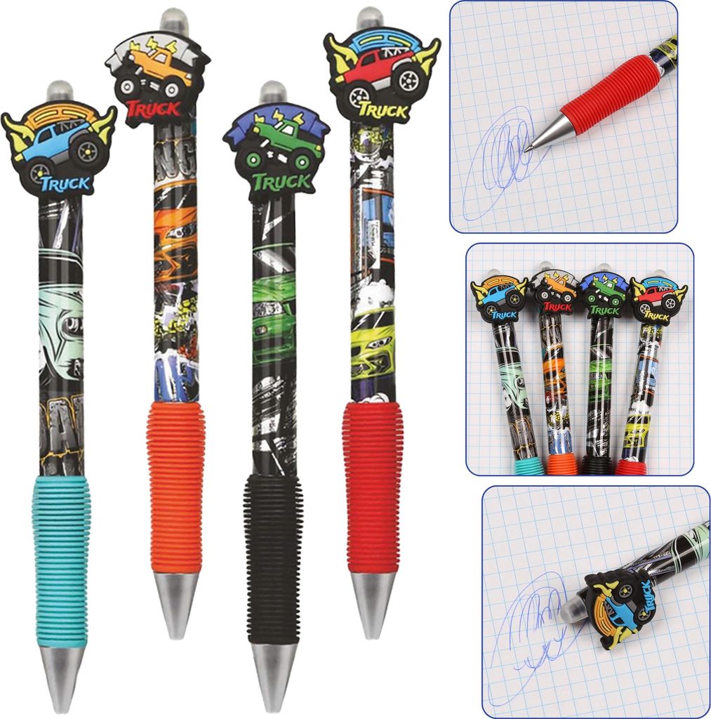 Autos Radierbarer Stift mit Radiergummi, Gel, automatisch, BLAUE TINTE, schulgeeignet, 0,5 mm