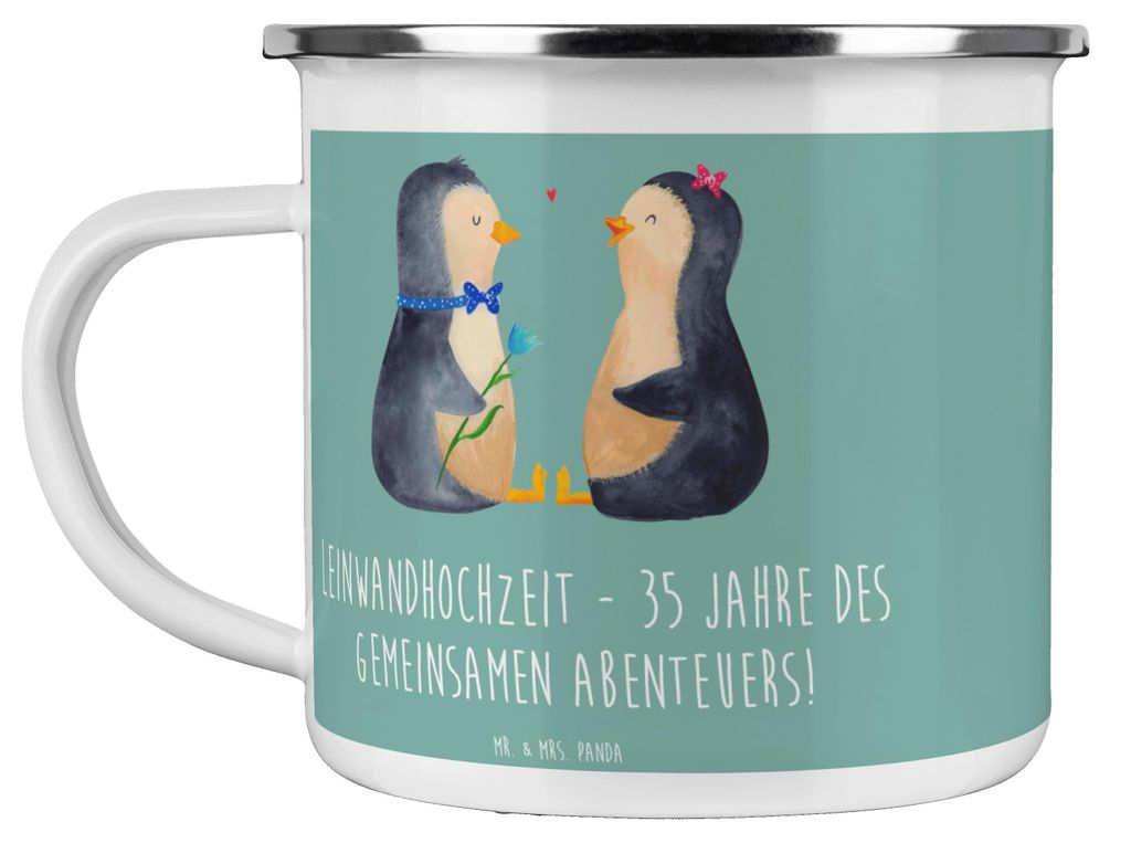 Mr. & Mrs. Panda blechbecher 35. Hochzeitstag Leinwandhochzeit - Meeresbrise - Geschenk, Pott, Hochzeitsjubiläum, Jubiläum, 35 Jahre Liebe, Indiv...