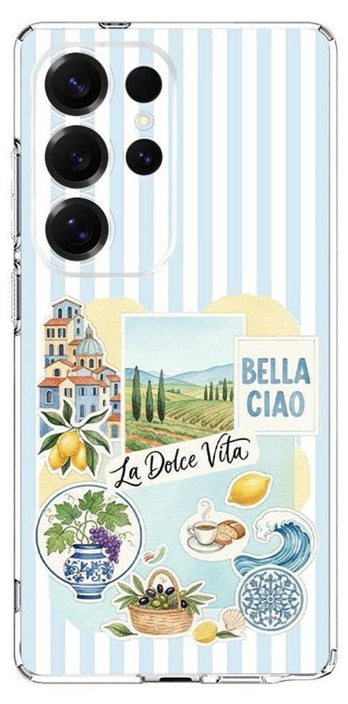 Flexible Hülle für das Samsung Galaxy S25 Ultra, Kameraschutz, TPU Silikon transparent, Urlaub in Italien, italienische Spezialitäten, La Dolce ...