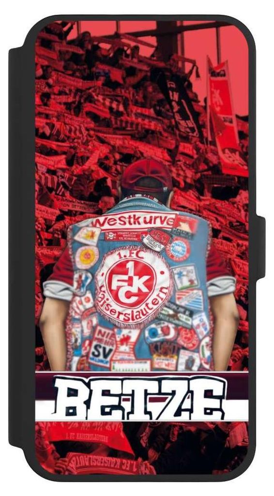 NIVOCASE Klapphülle für Apple iPhone 16 Pro Max Handyhülle aus Kunst Leder NIVOflip schwarz 1. FC Kaiserslautern 1. FCK Offizielles Lizenzprodukt