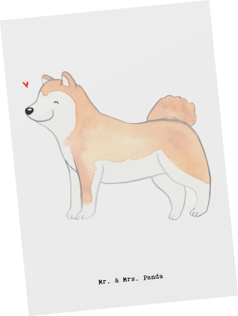 Mr. & Mrs. Panda Postkarte Akita Inu Lebensretter - Weiß - Geschenk, Ansichtskarten, bildkarte, Fotokarte, Grußkarte, Postkarten