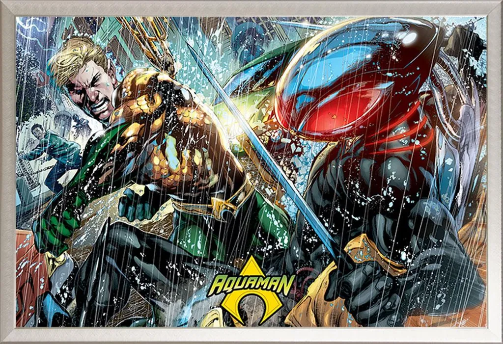 Set Regalo Poster Aquaman Justice League con Elegante Cornice Argento