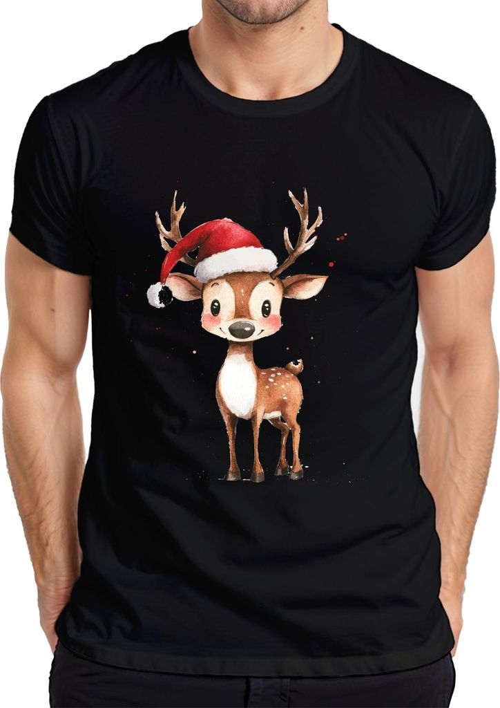 Weihnachtsrentier Süß Weihnachten Geschenk Kinder Santa Herren T-Shirt, Schwarz, M