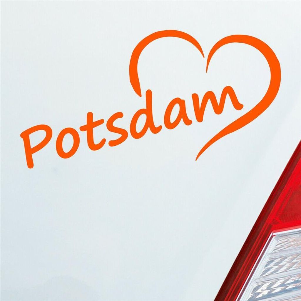 Auto Aufkleber Potsdam Herz Stadt City Love Liebe Heimat 16x8 cm Orange Sticker Heckscheibenaufkleber