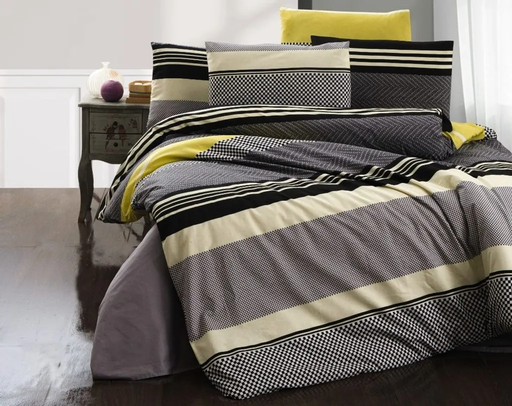 Linge de lit Racing jaune en lin coton respirant 140x200 avec zip solide
