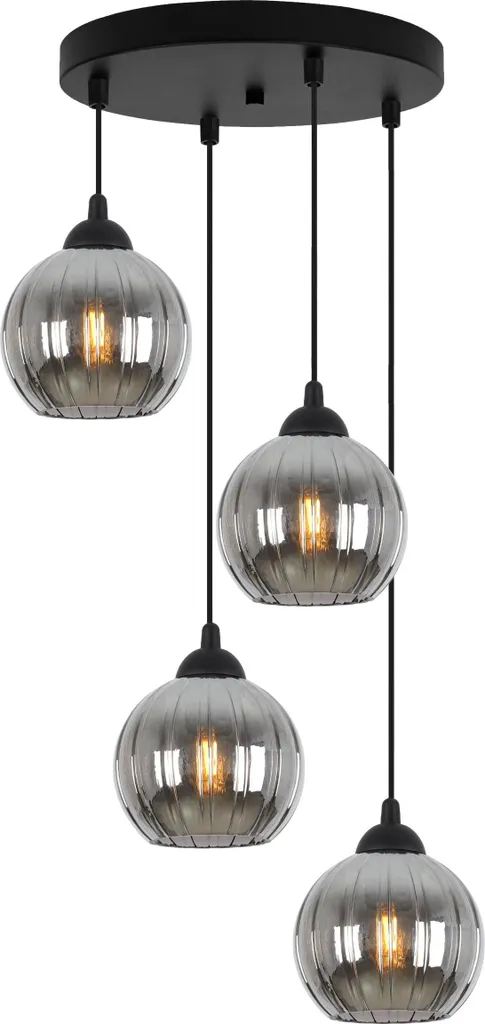 Suspension noire Costa 4 ampoules - Éclairage sans éblouissement E27