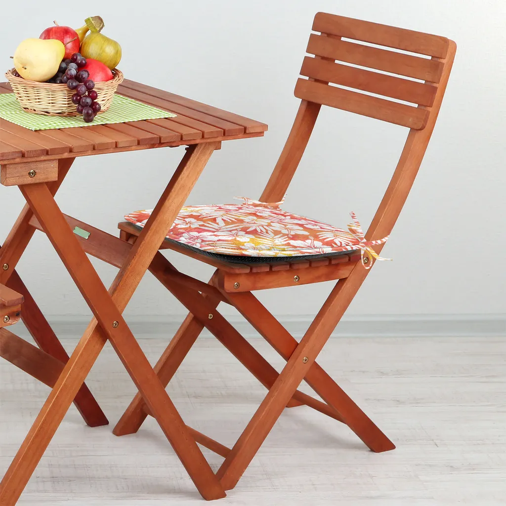 ABAKUHAUS Rivestimento arancione per sedie da sala da pranzo, acquerello fantasia Aloha, cuscino decorativo impermeabile con cinturini per sedie da cucina, 40 cm x 40 cm - confezione da 12, Yellow Coral White - 3