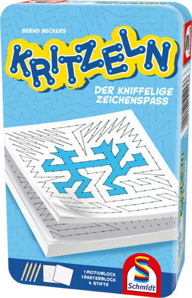 Schmidt Spiele Kritzeln kniffeliger Zeichenspass in einer Metalldose