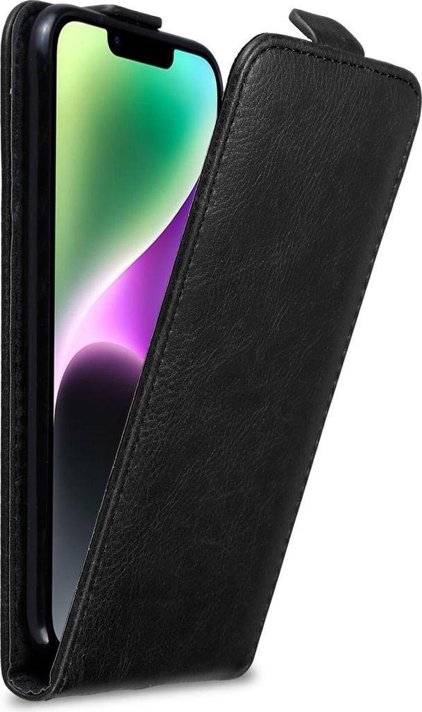 Cadorabo Hülle für Apple iPhone 14 Schutz Hülle in Schwarz Flip Etui Handyhülle Case Cover