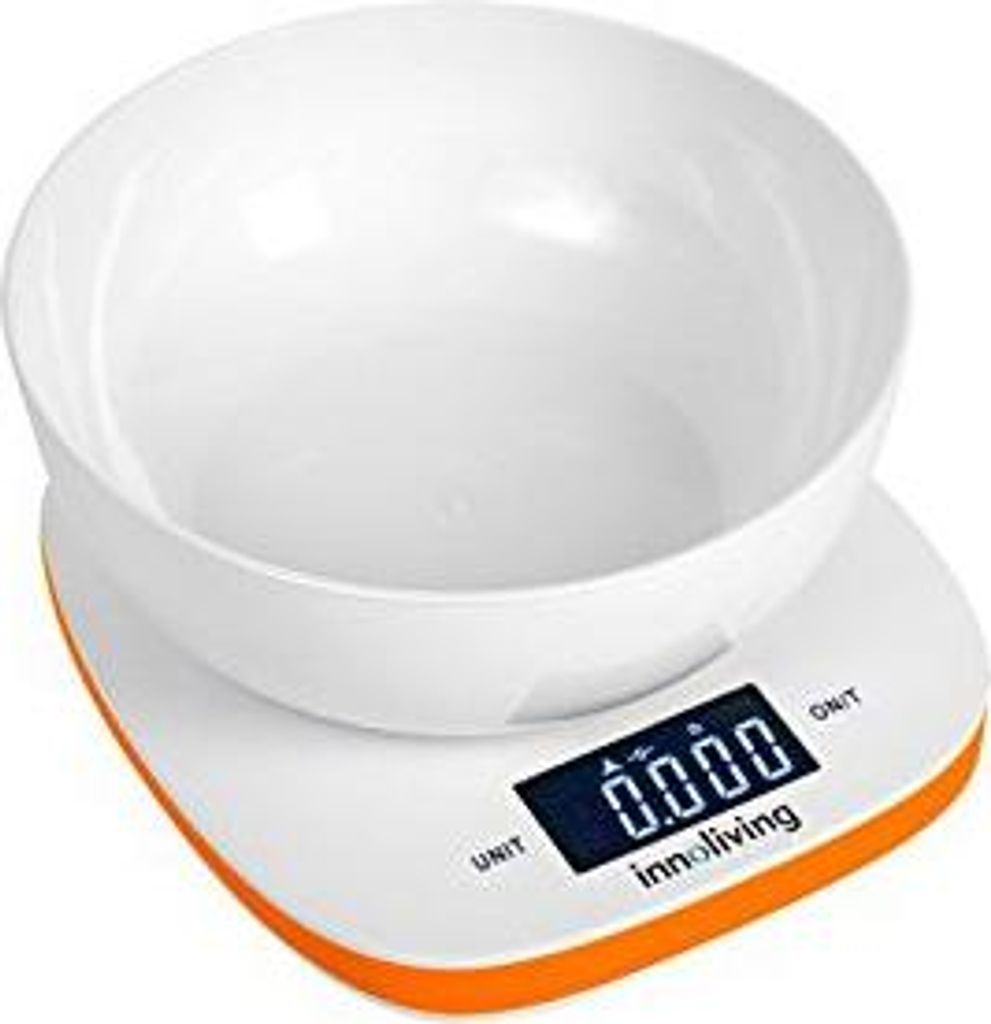 Innoliving INN-132O, Elektronische Küchenwaage, 5 kg, 1 g, Orange, Weiß, Kunststoff, Kunststoff