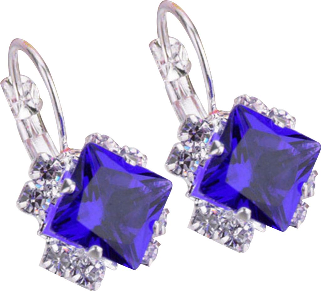 Damen-Ohrringe, modisch, glänzend, mit Strasssteinen, Verlobung, Hochzeit, Schmuck-Blau