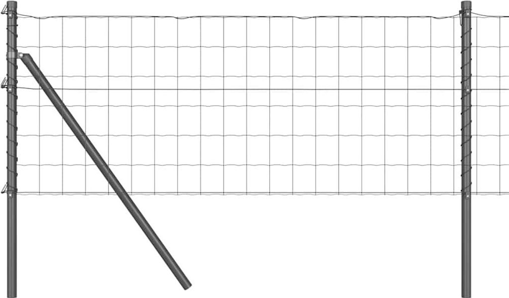 vidaXL Zaun mit Pfosten Grau 0,4 x 25 m Stahl und PVC