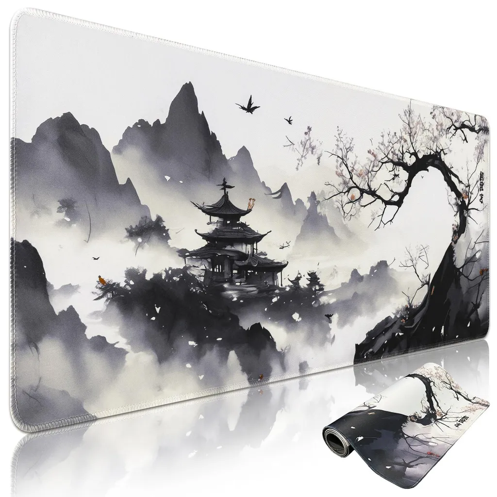 Tapis de souris gaming XXL 900x400 mm motif fleurs de cerisier japonais