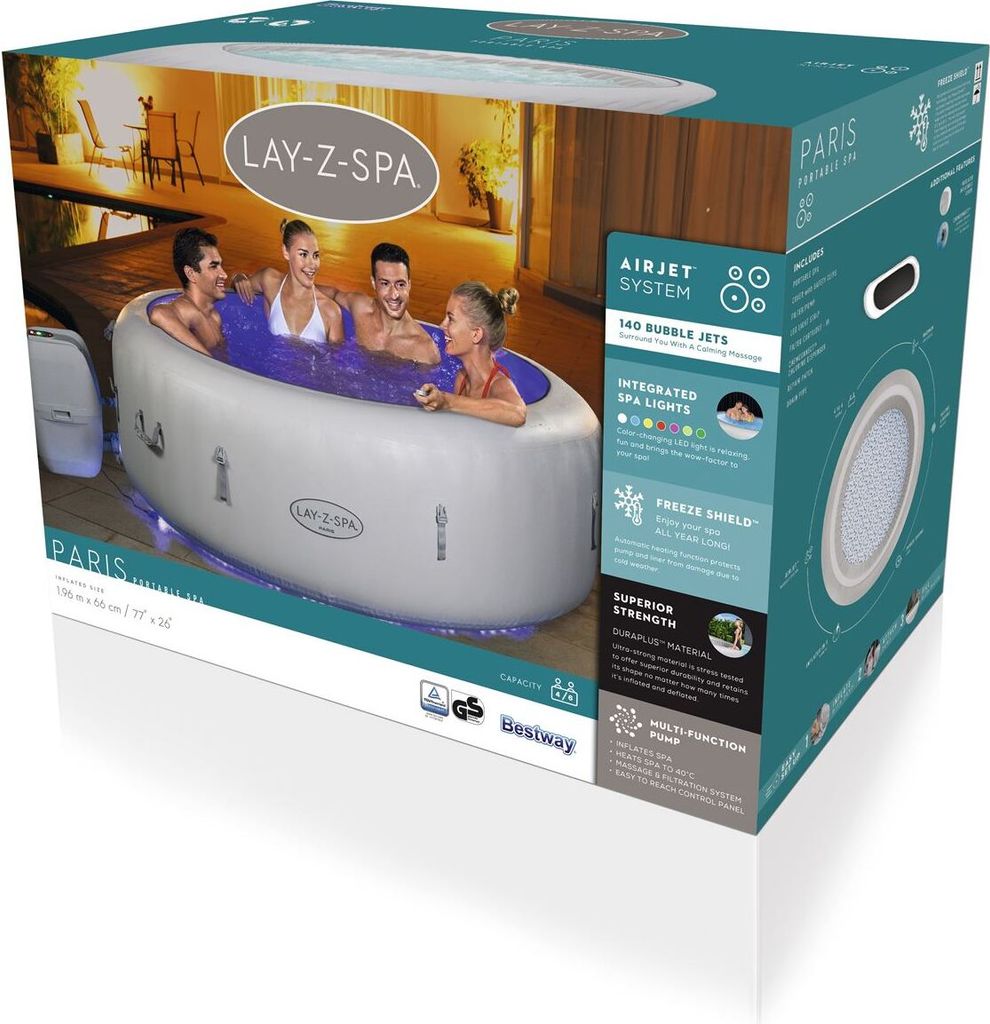 Bestway® LAY-Z-SPA® LED vířivka Paris AirJet™ 196 x 66 cm, Obrázek produktu 6