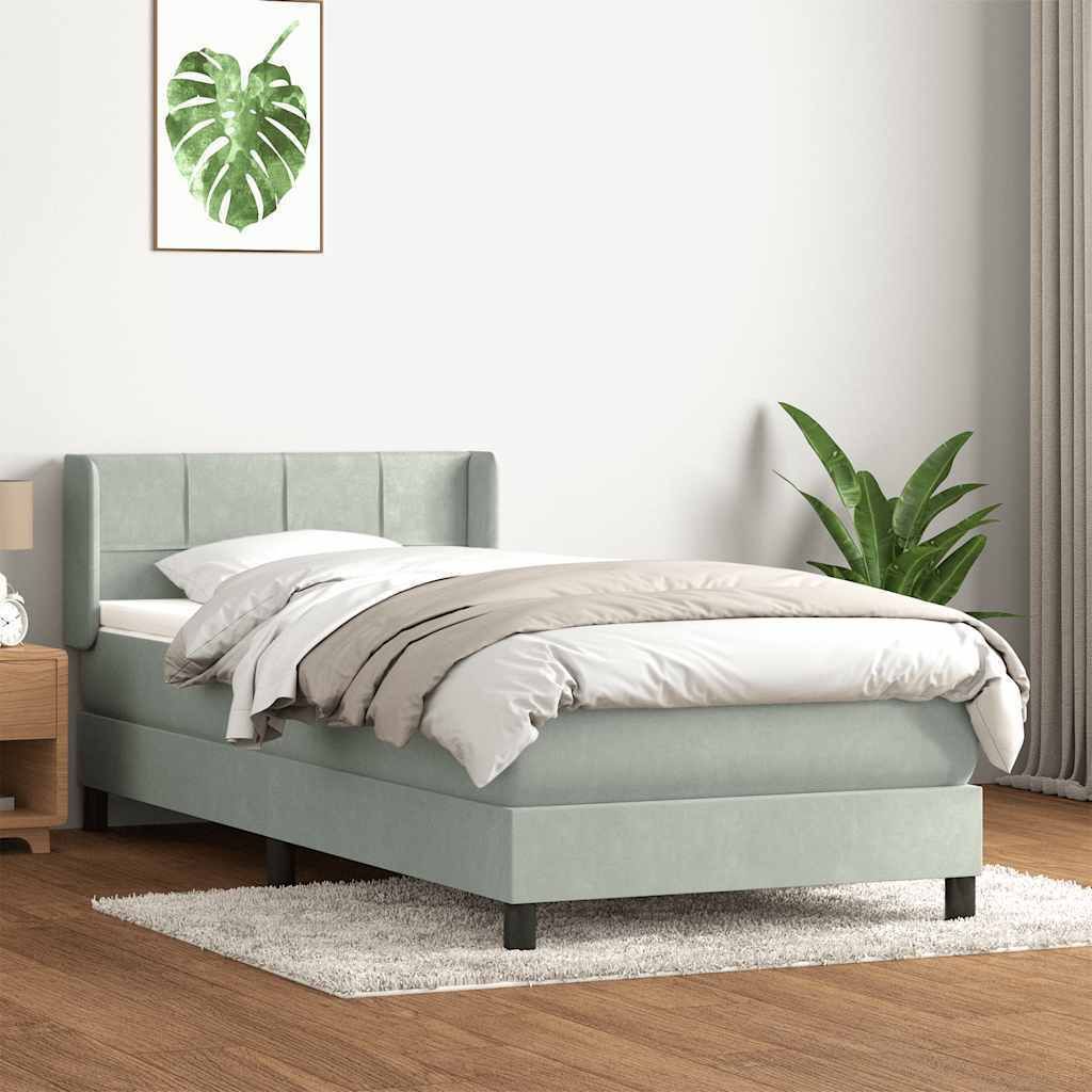 2025 cloris Bettrahmen inkl. Lattenrost - Boxspringbett mit Matratze Hellgrau 80x220 cm Samt - Klassische Betten Sale4711499 5parcel
