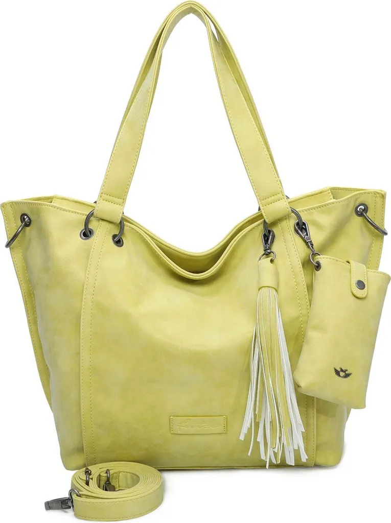Sac Shopper 1 Fizz Jaune en Cuir Synthétique Vintage et Grande Capacité