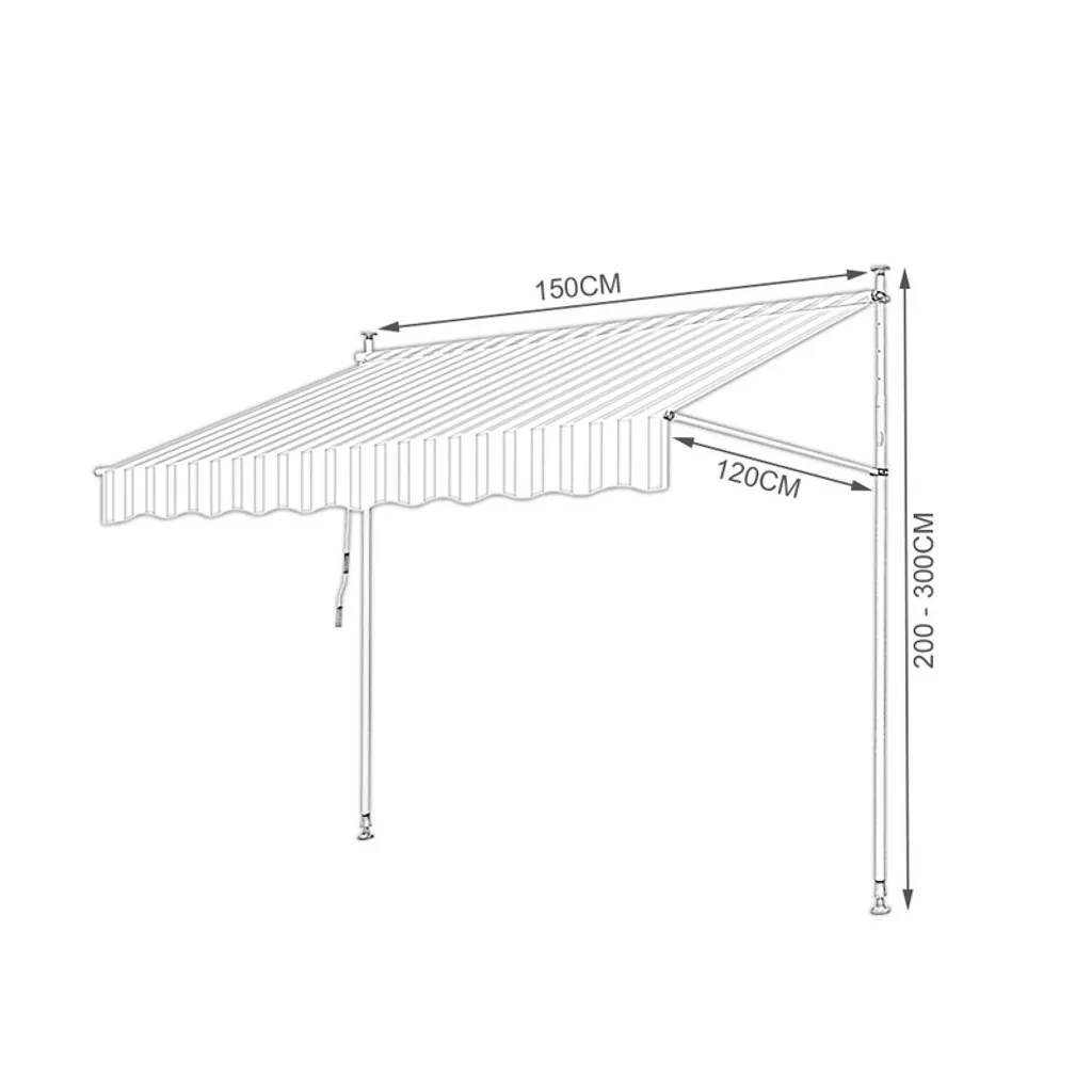 Tenda da Sole Jopassy 1,5m Blu e Bianca | Tenda Balcone Retrattile UV
