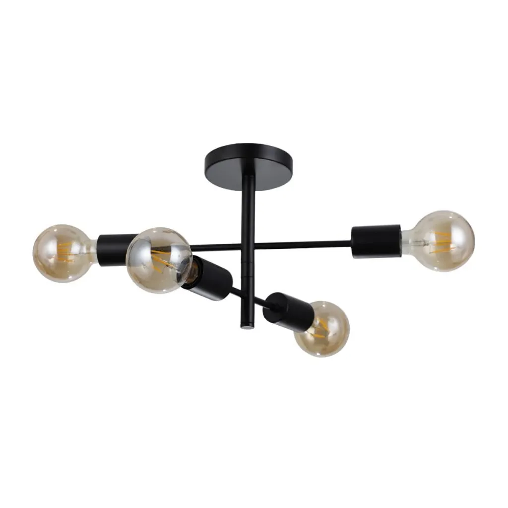 Plafoniera Design Italux Piansi PND-4025-4-BL Nero per Soggiorno
