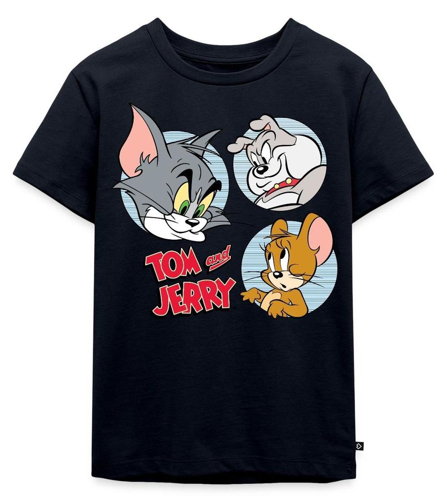 Spreadshirt Tom Und Jerry Spike, Tom und Jerry Kacheln Kinder Premium T-Shirt, 122/128 (6 Jahre), Navy
