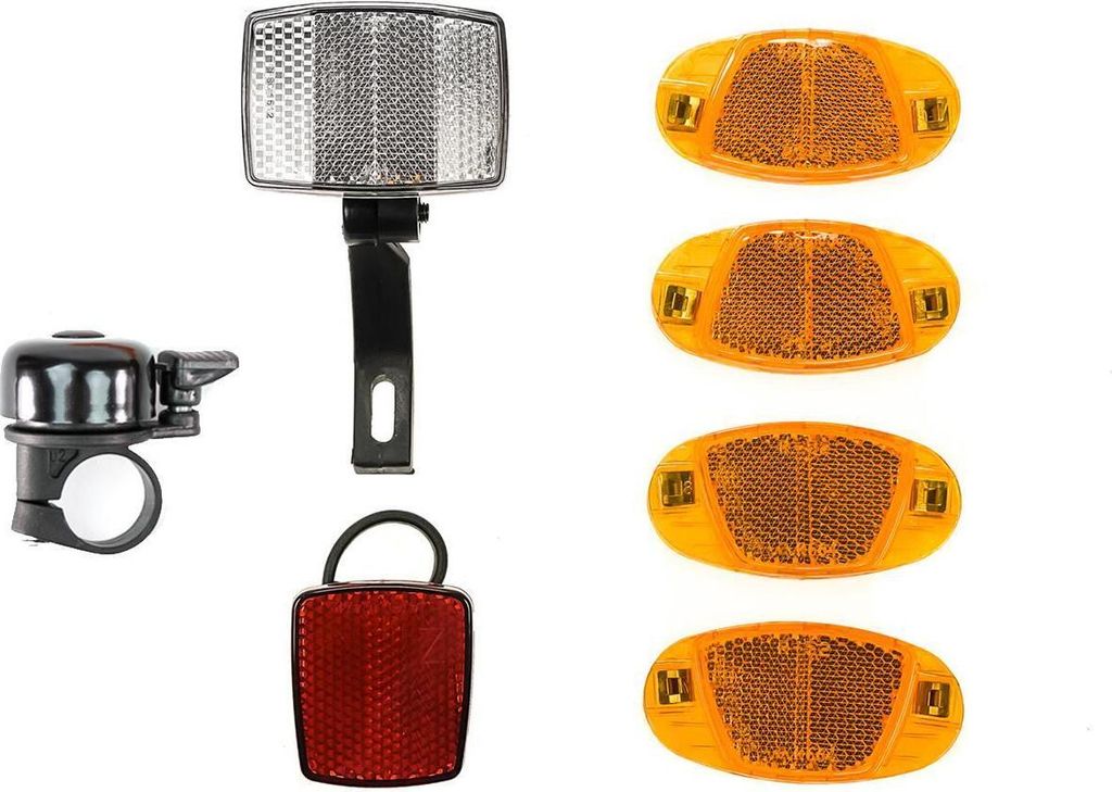 Fahrrad Speichen Reflektoren Set Katzenaugen Klingel StVZO Produktbild 
