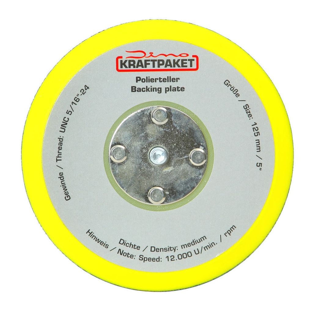 Dino KRAFTPAKET 125mm-Stützteller-5/16-24 mit Klett Polierteller für Exzenter Poliermaschine
