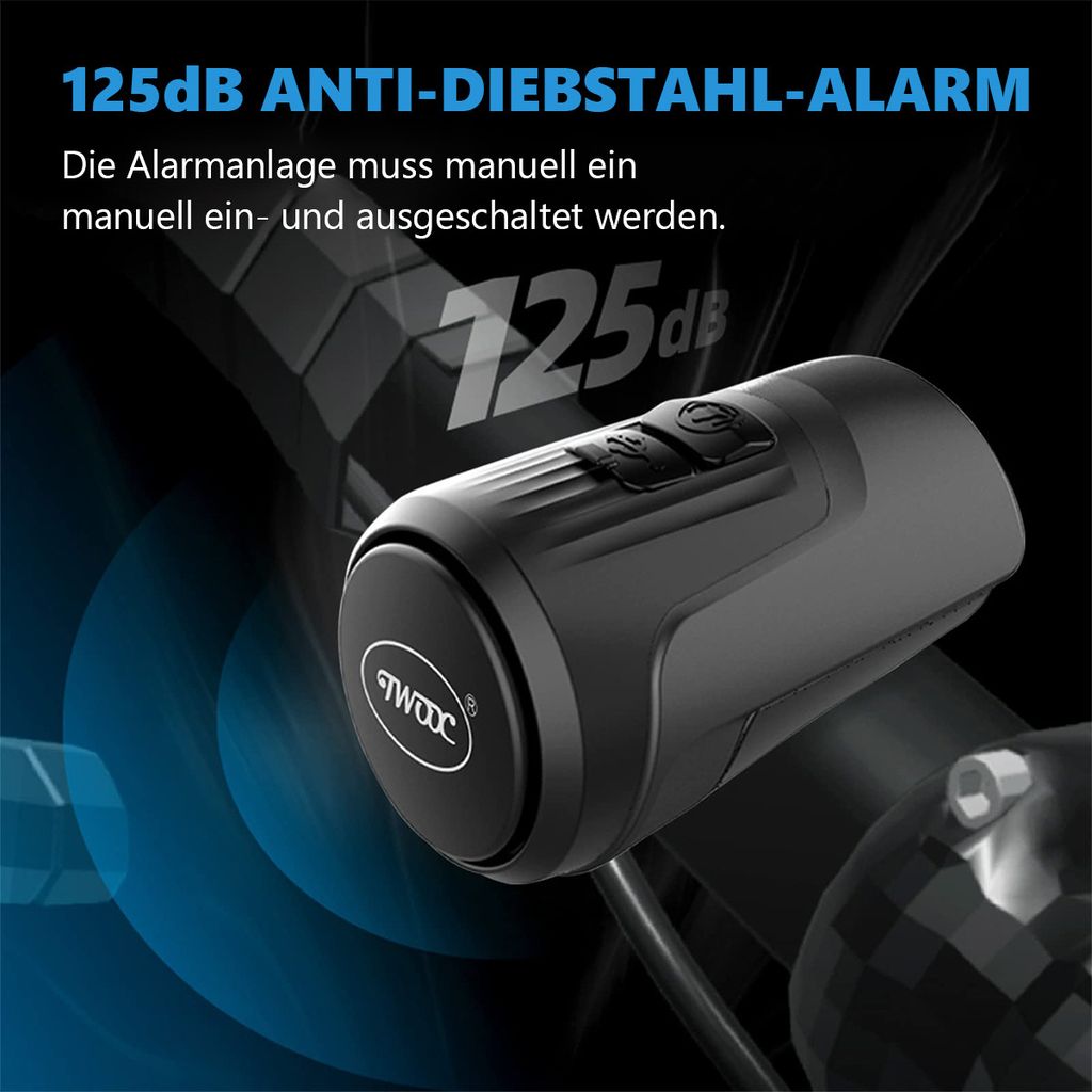 Elektrische Fahrradklingel 125dB Mit Anti-Diebstahl Alarm - Wasserdicht Wiederaufladbar