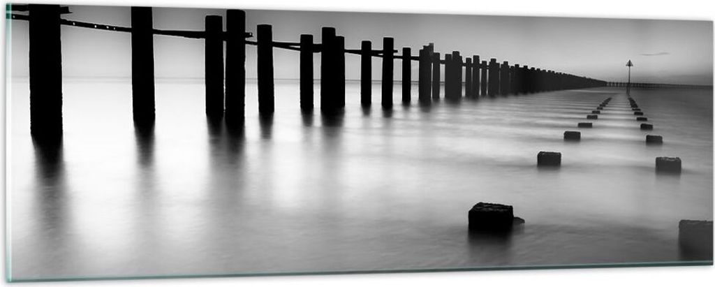 Bilder auf glas - Meer Ufer Ozean Horizont - 90x30cm - Glasbilder - Wandbilder - Kunstdruck - zum Aufhängen bereit - Wanddekoration aus Glas - Gla...