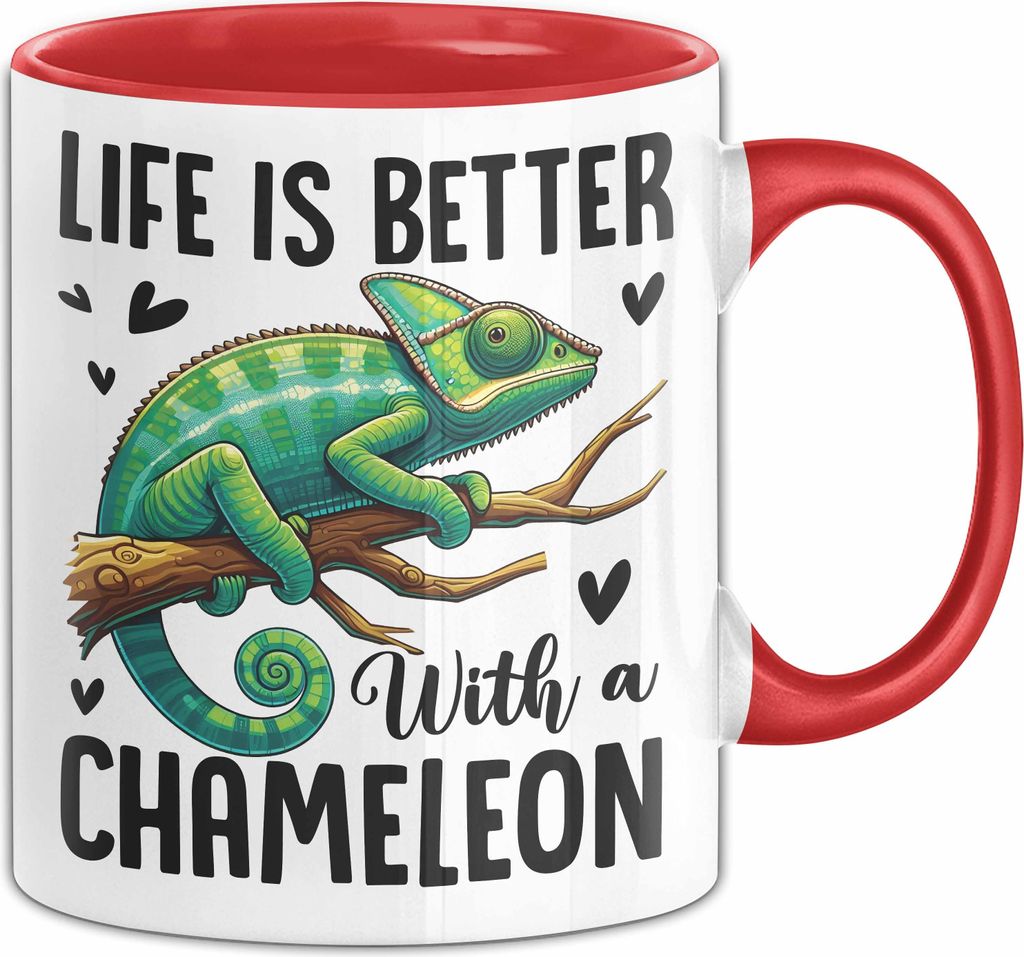 Chamäleon Tasse Geschenk Life Is Better With A Chameleon (Rot)