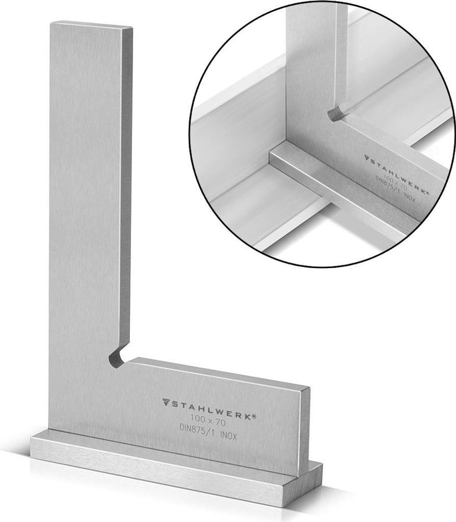 STAHLWERK Anschlagwinkel 90° 100 x 70 mm DIN 875/1 aus rostfreiem Edelstahl