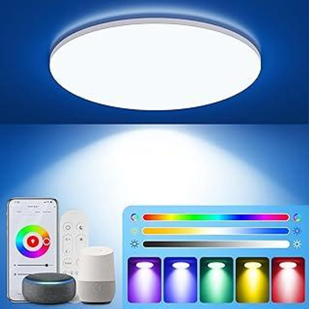 Plafoniera LED Smart 24W RGB: Lampada Soffitto WiFi per Google Home