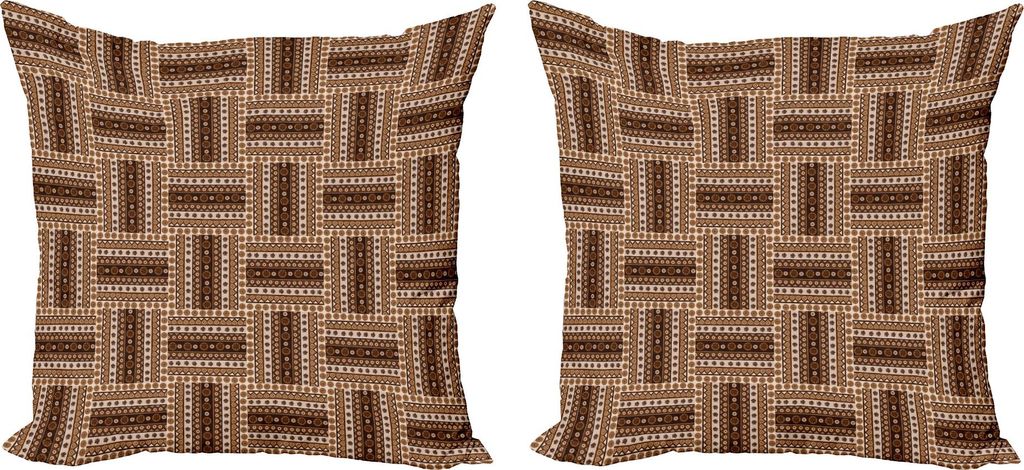 ABAKUHAUS traditionell Kissenbezug Set (2Stück), Ethnische Ornamental in Erdtönen Folk Bohemian Tribal Geometrische Einflüsse, 40 x 40 cm, Karam...