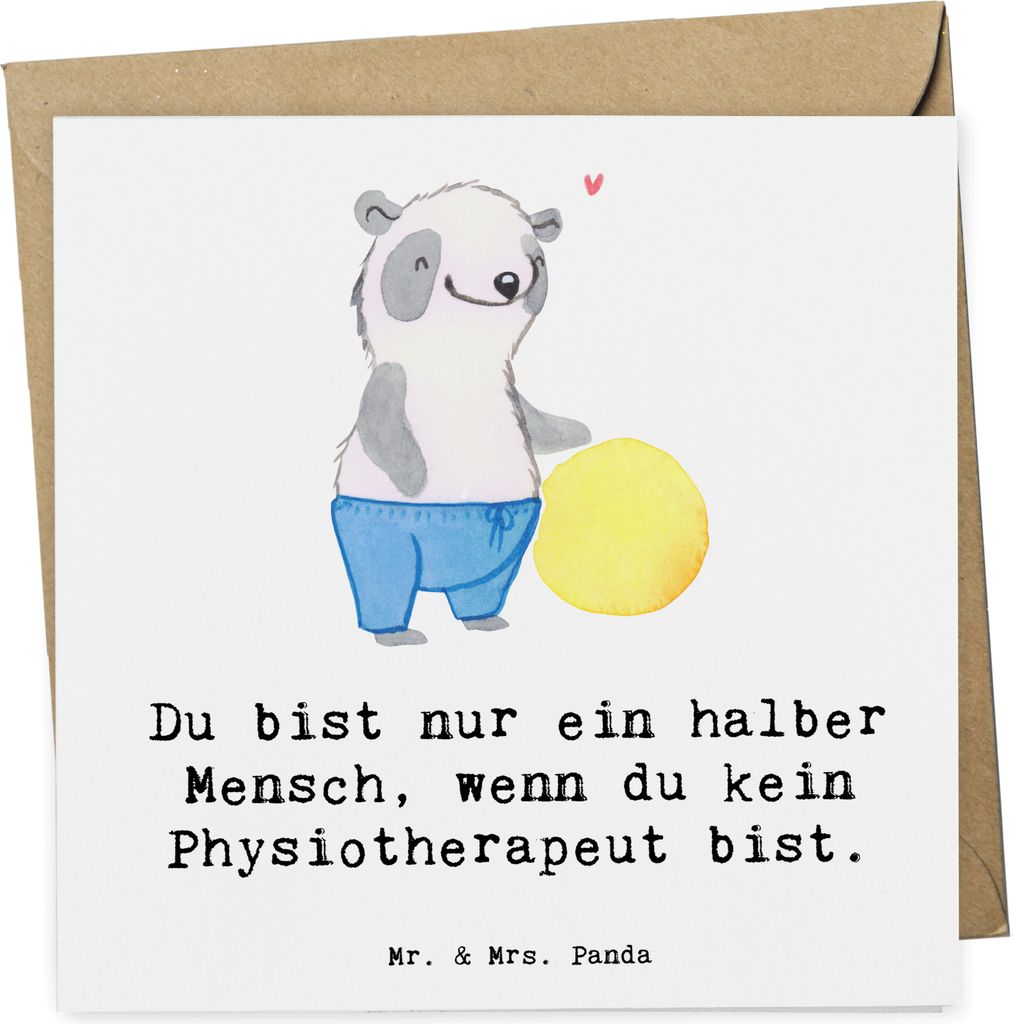 Mr. & Mrs. Panda faltkarte Physiotherapeut Herz - Weiß - Produktbild 