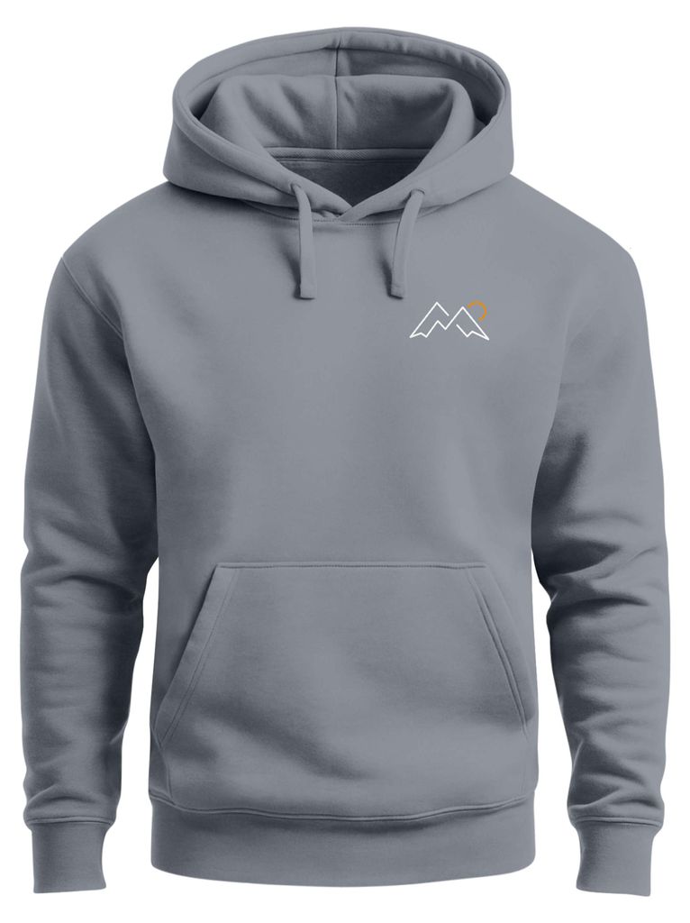 Hoodie Herren Print Double Peaks Kapuzensweatshirt mit Berglinie Sonne Minimal Outdoor Design Fashion Streetstyle Neverless
