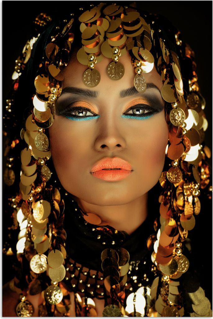 MuchoWow Poster Frau - Kleopatra - Gold - Schmuck - Make-up - Luxus 80x120 cm - Papierdruck