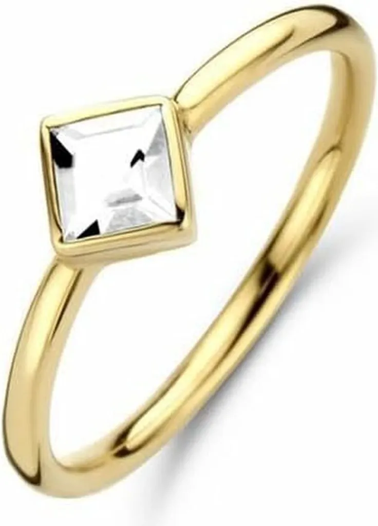 Anello New Bling 9NB-0855-56 Argento Dorato con Zircone 5mm Misura 56