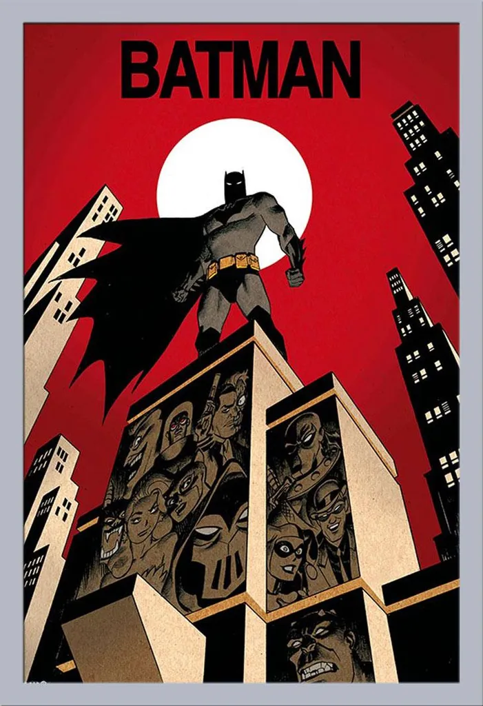 Poster Batman Encadré sans Risque de Casse, Cadre Argenté Vitre Acrylique