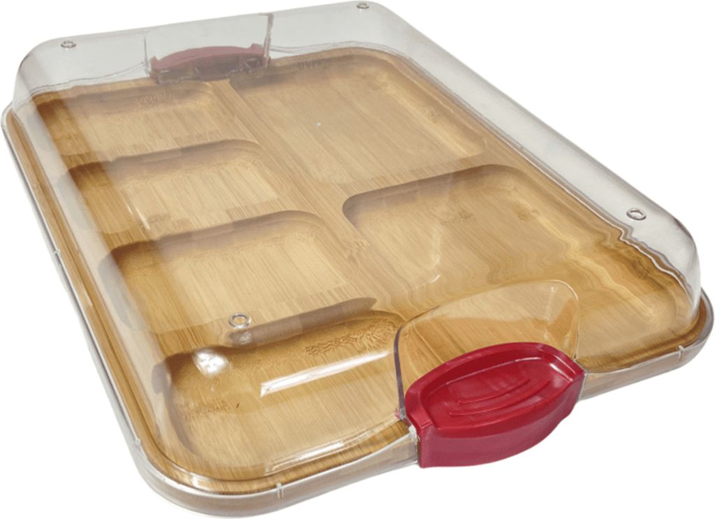 Wurstbretter mit Deckel, doppelseitige Speiseplatte, Käsebrett mit Verschlussschnalle, Soßenrillen, Schneidebretter für die Küche