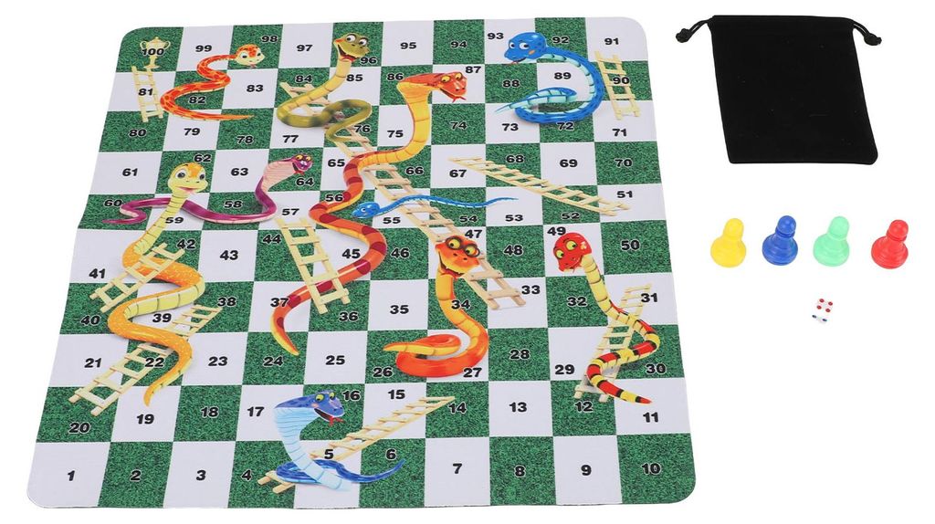 Brettspiel-Set „Schlangen und Leitern“, 35 cm, Gummi, tragbar, für Zuhause, Reisen, Picknick