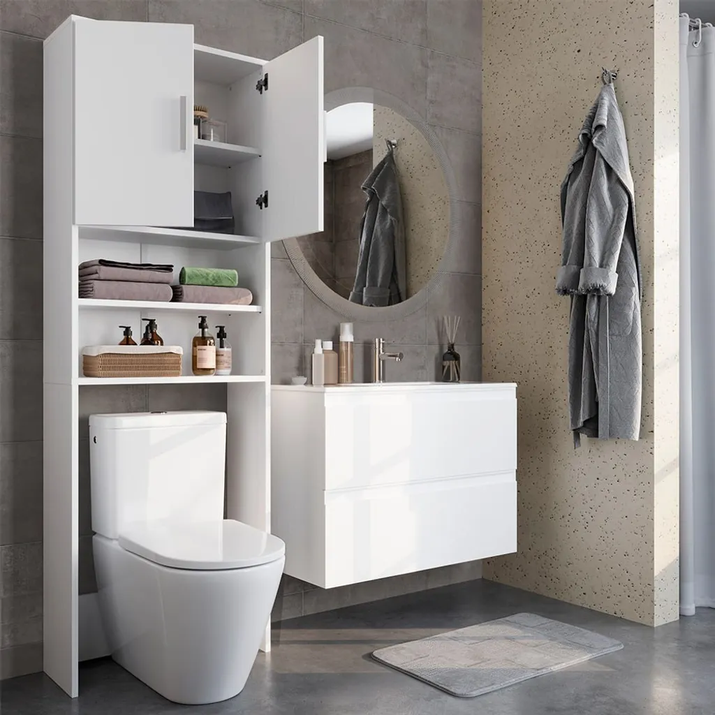 Vicco Armadietto per toilette , 64 x 190 cm con 2 porte, Bianco