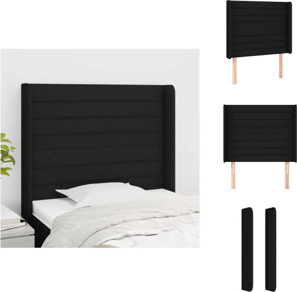 vidaXL Kopfteil mit Ohren Schwarz 83x16x118/128 cm Stoff -  Produktbild 
