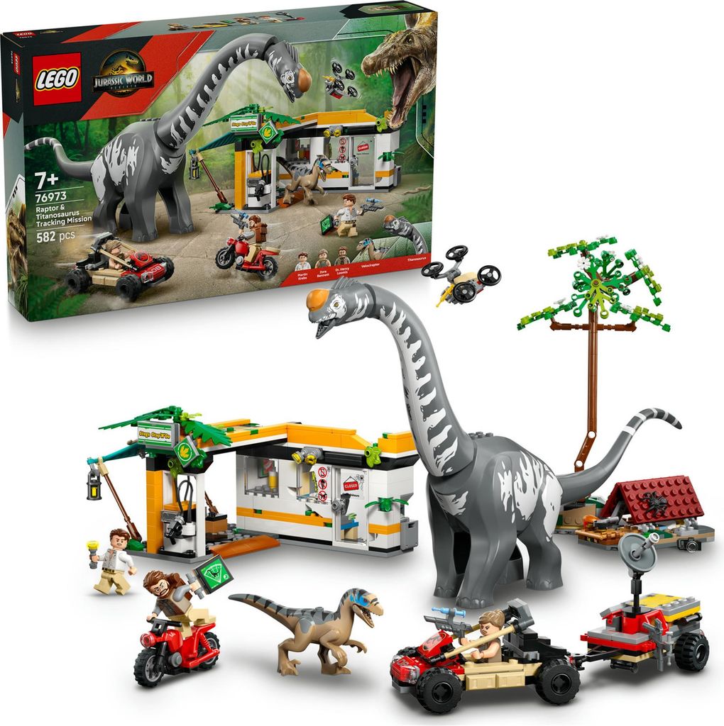 LEGO Jurassic World Na tropie tytanozaura i raptora, Zestaw Zdjęcie produktu 