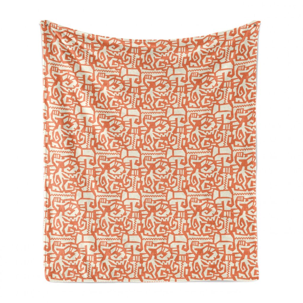 ABAKUHAUS Stammes Weich Flanell Fleece Decke, Abstrakt Quirky Tribal Vibes, Gemütlicher Plüsch für den Innen- und Außenbereich, 125 x 175 cm, B...