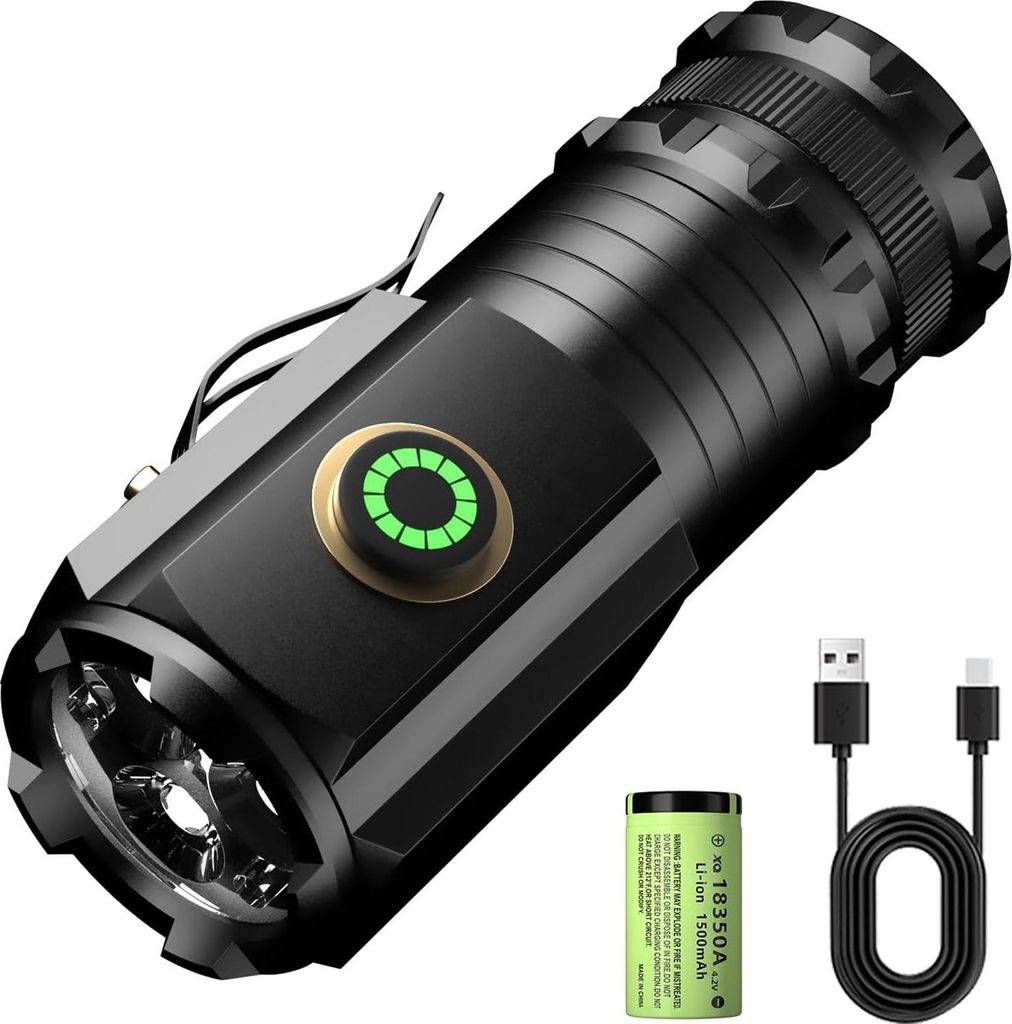 MODFU LED Taschenlampe Mini Extrem Hell,5000 Lumen Aufladbar,5 Lichtmodi kleine Torch mit Magnete und Langer Betriebsdauer,3* Starke Lampenperlen,I...